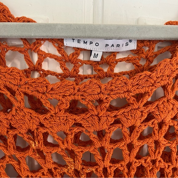 TEMPO PARIS CROCHET SWEATER | BURNT ORANGE | RUST | MEDIUM | GREAT CONDITION - Picture 4 of 10